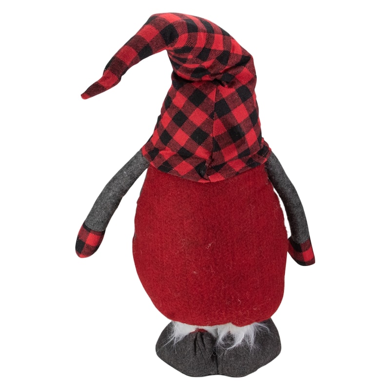 41-Inch LED Lighted Red and Black Plaid Extendable Gnome Christmas Figure - 41"