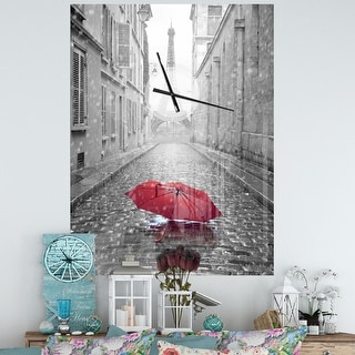 Designart 'Eiffel View from Paris Street' Oversized Industrial Wall CLock