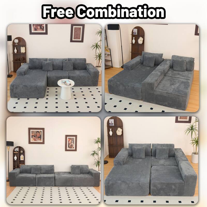 112.99" Cloud Sectional Couch with L-Shape Chaise,Modern Modular Sofa with Deep Seat, Upholstered Couches