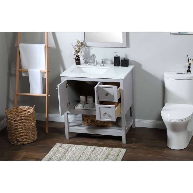 Elegant Lighting VF16432-BS Theo 32" Free Standing Single Basin Vanity