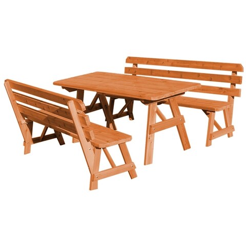 Cedar 8' Picnic Table with 2 Backed Benches