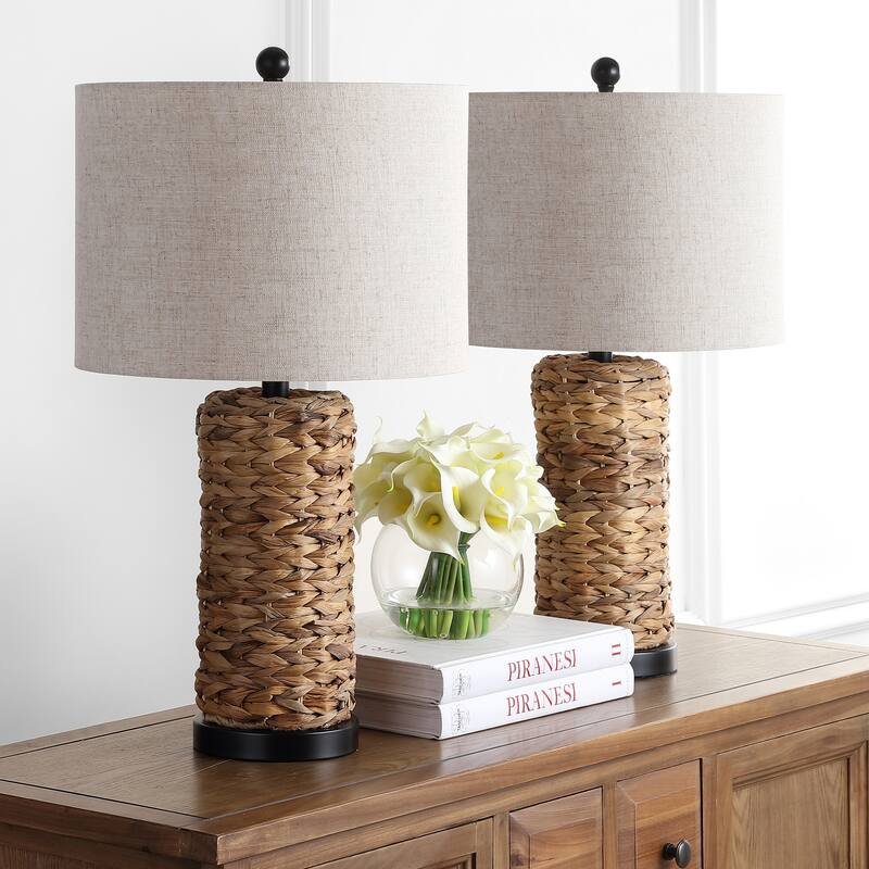 Chi 25" Sea Grass LED Table Lamp, Natural (Set of 2) by JONATHAN Y