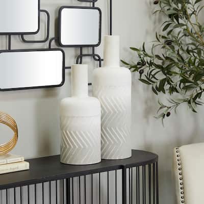 White Metal Decorative Vase (Set of 2)