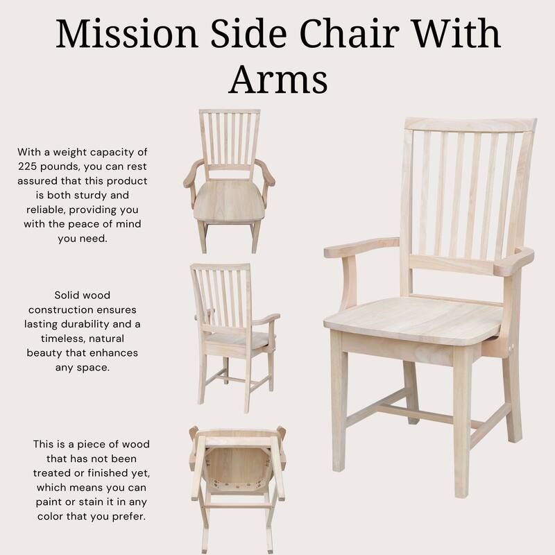 Copper Grove Ruellia Ready-to-finish Parawood Side Chair with Arms - Unfinished