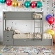 preview thumbnail 19 of 53, Twin-Over-Twin Bunk Bed with Twin size Trundle, Storage and Desk,Multifunctional Bunk Bed With Storage Gray