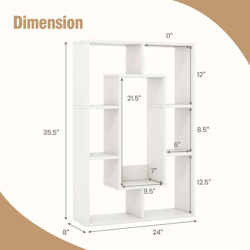 Costway 7-Cube Geometric Bookshelf with Anti-Toppling Device Modern - See Details