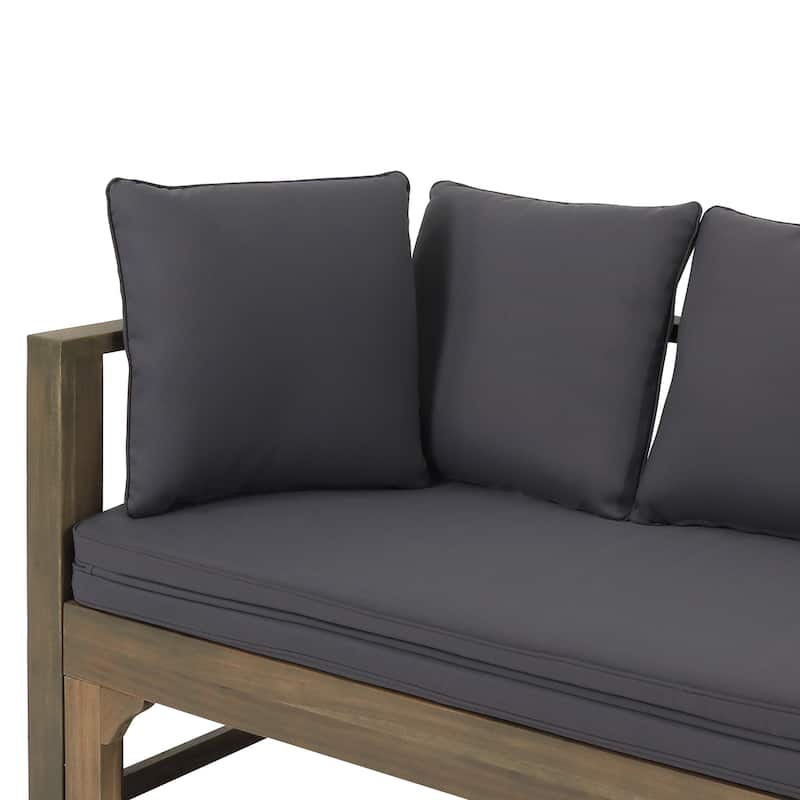 Long Beach Outdoor Extendable Acacia Wood Daybed Sofa by Christopher Knight Home