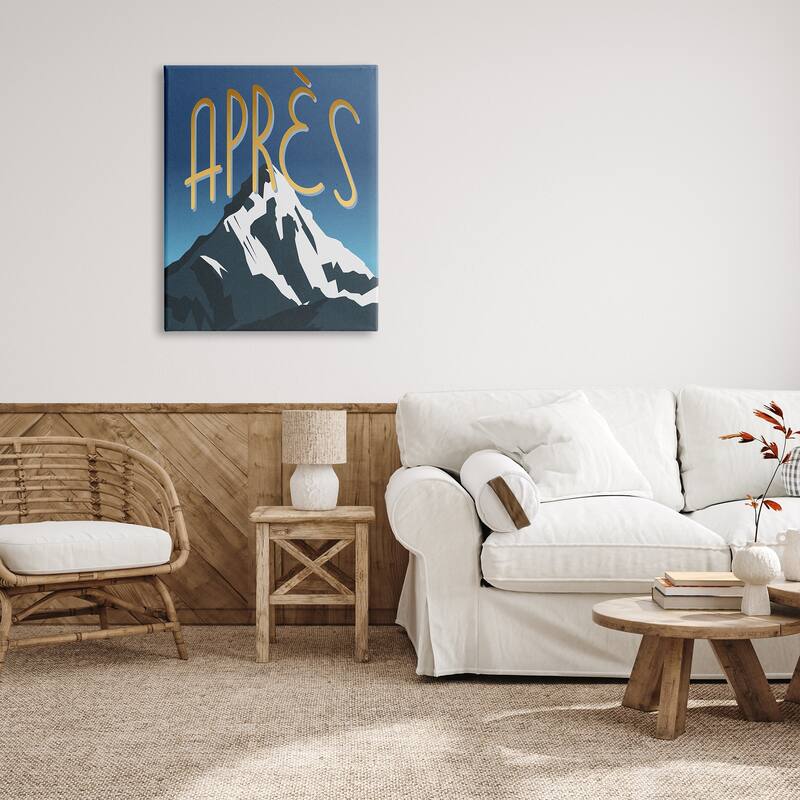 Stupell Après Mountain Ski Sport Winter Landmark Blue Grey Canvas Wall Art