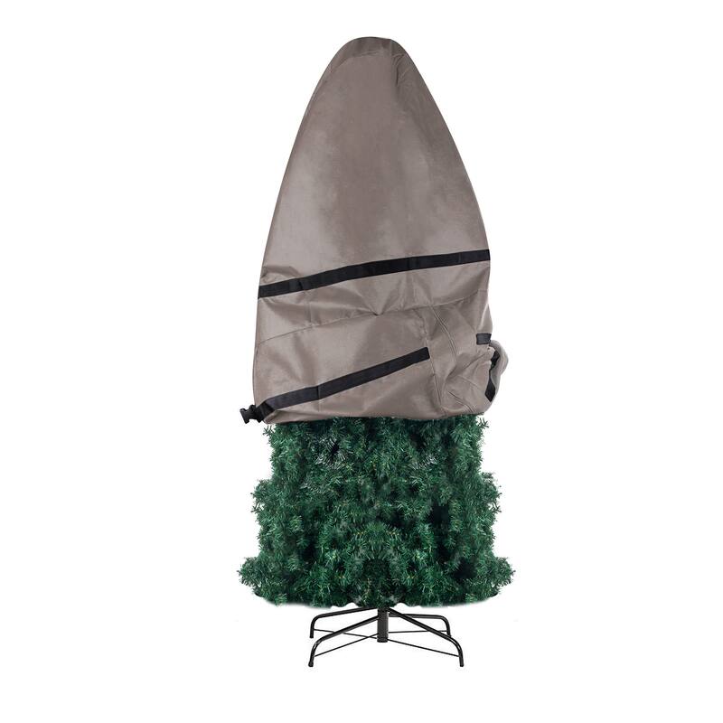 Christmas Tree Storage Bag - Upright Zippered Canvas Cover for 9-Foot Artificial Trees with Buckle Straps by Elf Stor (Gray)
