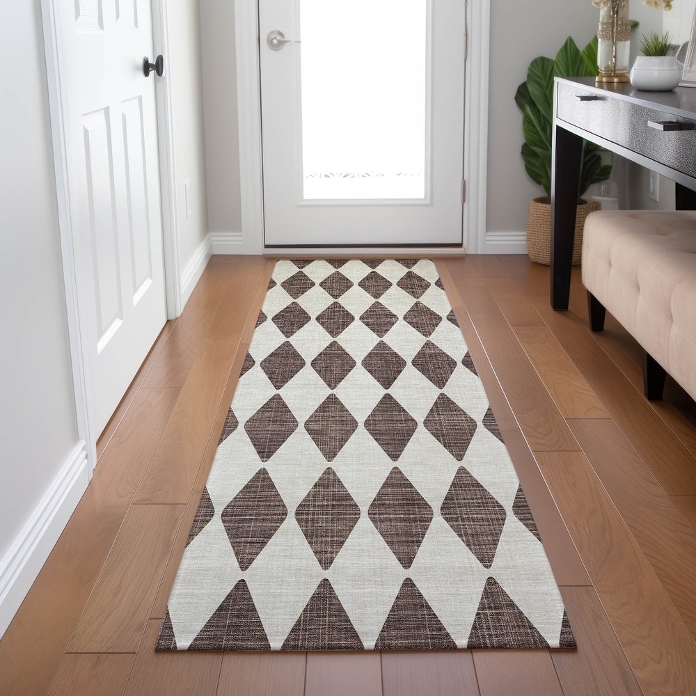 Machine Washable Indoor/ Outdoor Chantille Argyle Rug