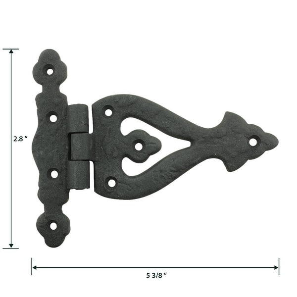 Black Door Strap Hinge 5 3/8" L Victorian Style Flush Door Hinges with