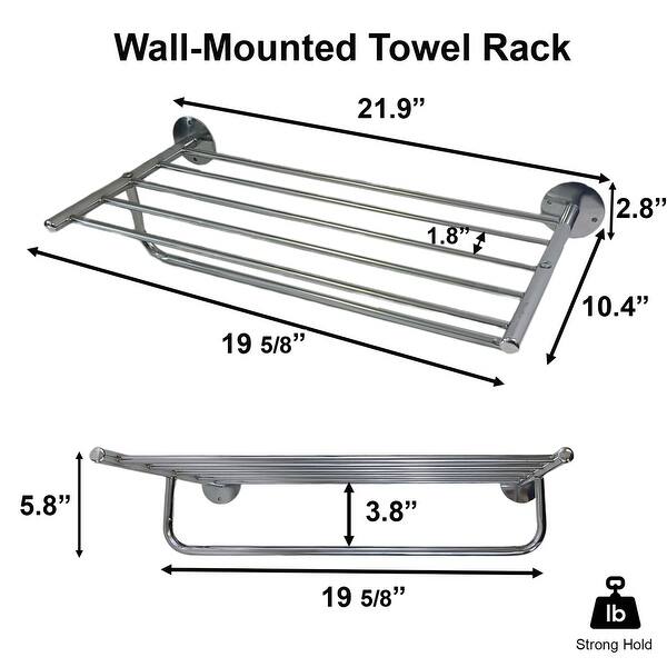 Wall Mounted Bath Towel Rack Holder 1 Shelf 1 Bar 21.9"L x 10.4"W x 5