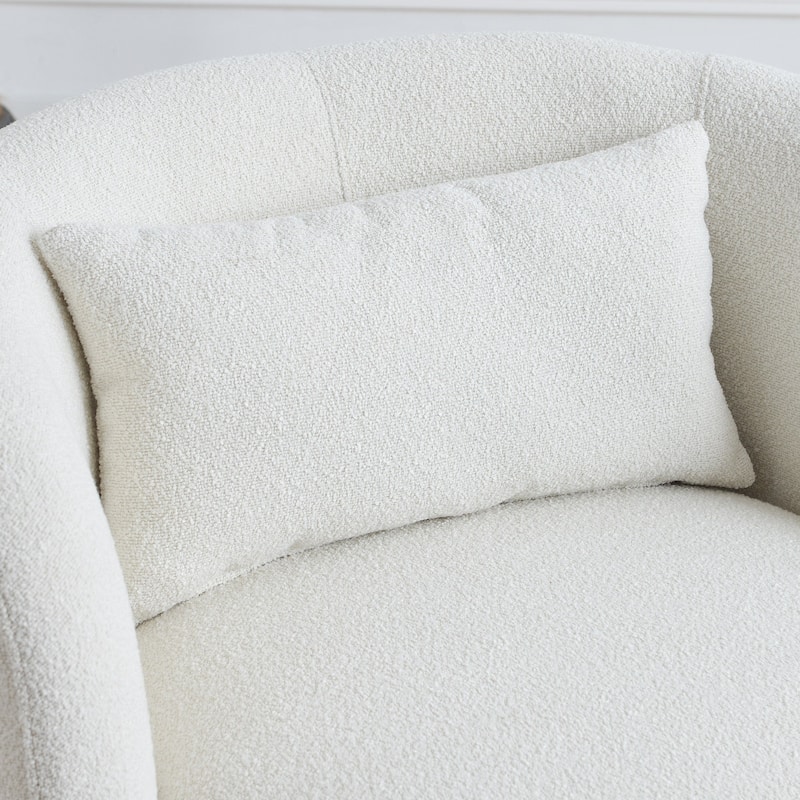 KINWELL 34" Poly Blend Boucle Fabric Upholstered Swivel Armchair