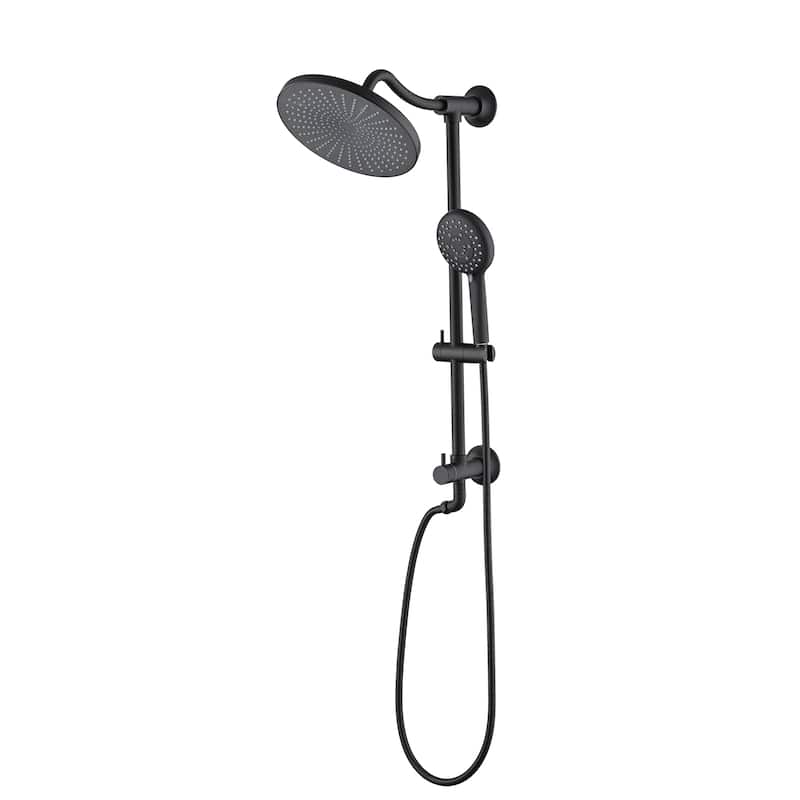 5-Setting Handheld Shower System Slide Bar Combo Rain Showerhead, Dual Shower Head Spa System - Matte Black