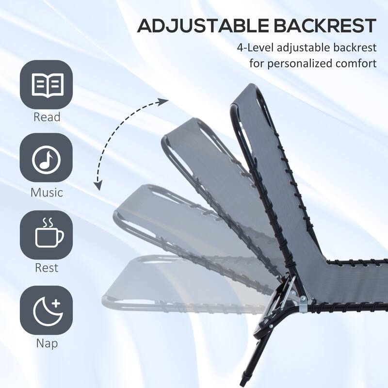 Folding Chaise Lounge Pool Chair with 4-Position Reclining Back