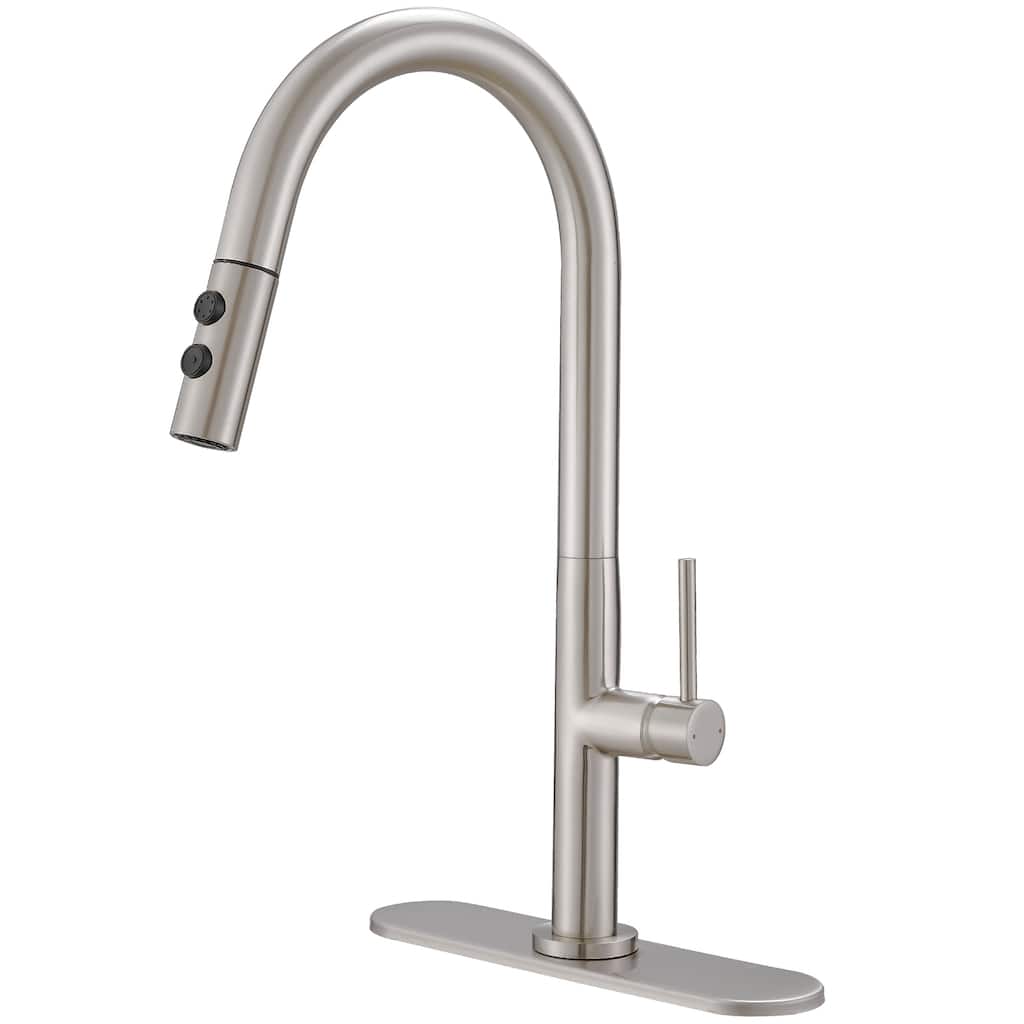 WIZ Single Handle Pull Down Sprayer Kitchen Faucet in Brushed Nickel