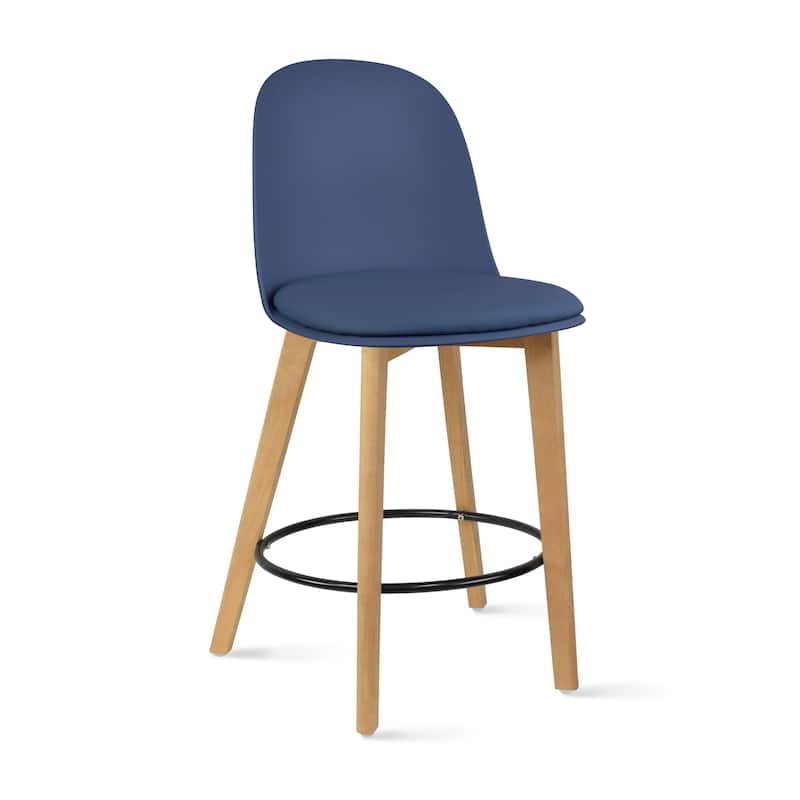 Set of 2 Designer Eiffel Chairs Counter Stools With Backs Side Molded Shell Kitchen Office Dining Dowel Bar Patio