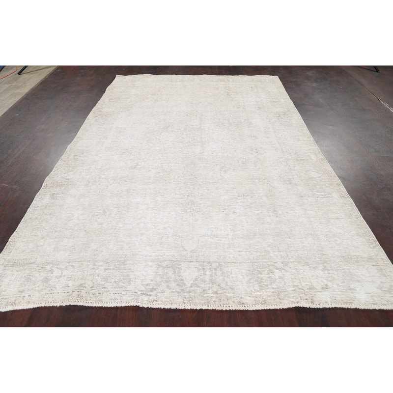 Muted Geometric Tabriz Persian Home Decor Area Rug Wool Hand-knotted - 6'3" x 9'3"