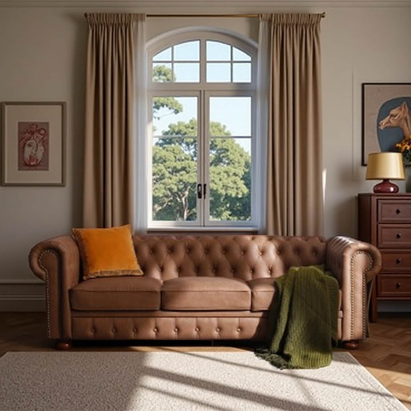 ソファ　vintage brown Darius-Tan-Oxford-Leather-Sofa