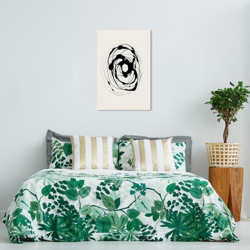 Wynwood Studio Canvas Abstract Drawing an Eye Abstract Black and Antique White Modern & Contemporary Wall Art Canvas Print