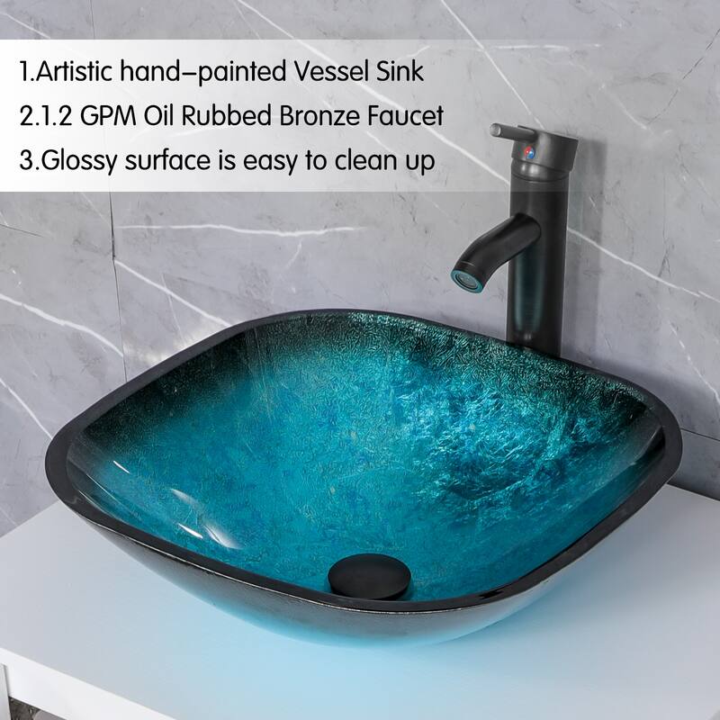 72" Bathroom Vanity Set with Vessel Sink Side Cabinet Combo - turquoise square sink - White