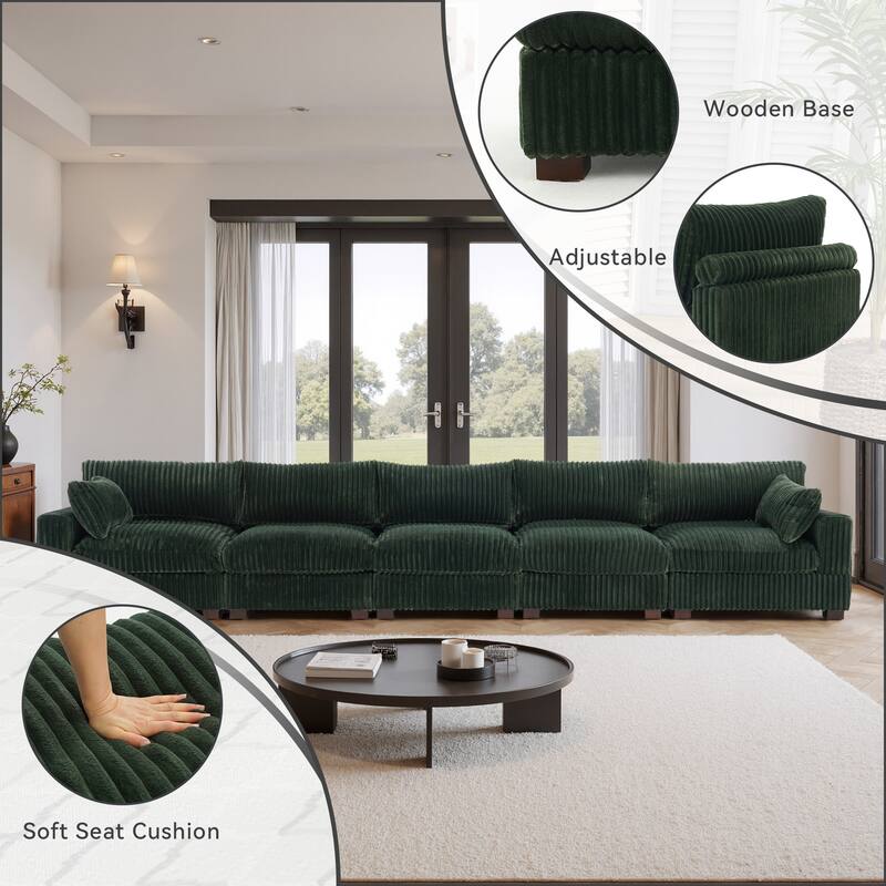 5-Piece Oversized Cotton Flannel Modular Sectional Sofa for Living Room
