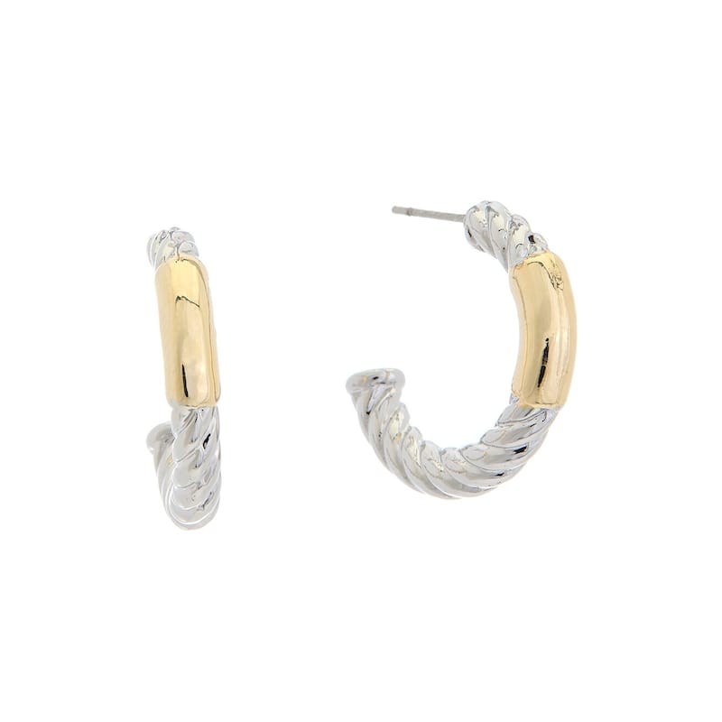 Juvell Two Tone Gold Plated Brass Fancy Hoop Earrings - N/A