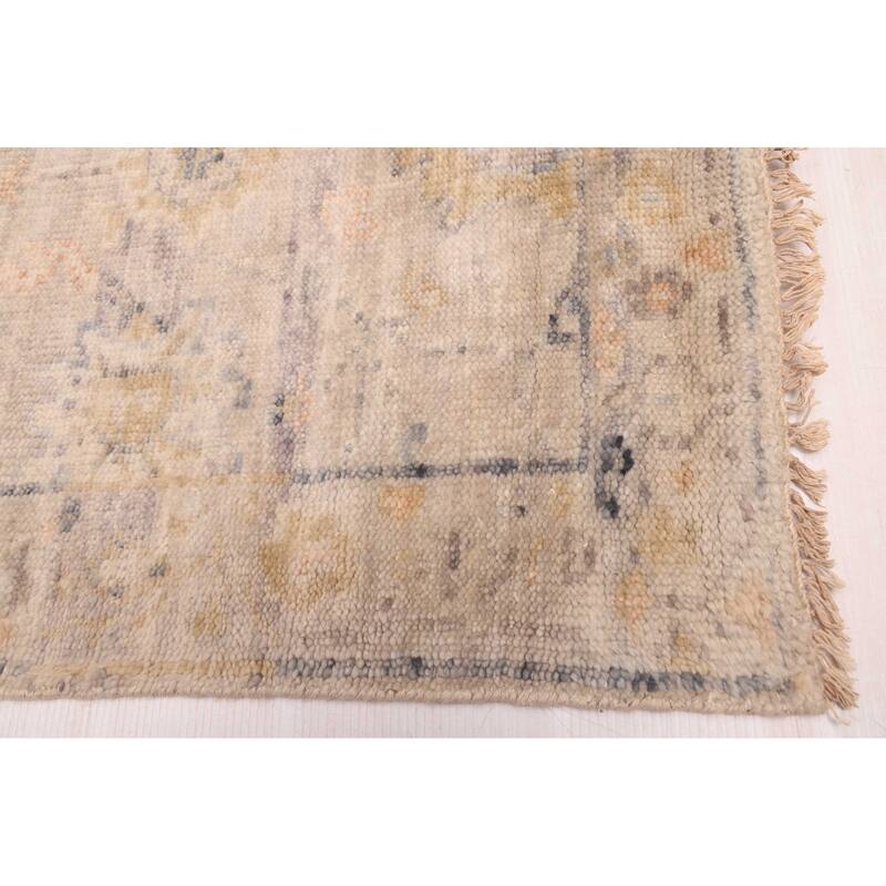 ECARPETGALLERY Hand-knotted Modern Oushak Light Grey Wool Rug - 2'5 x 8'1