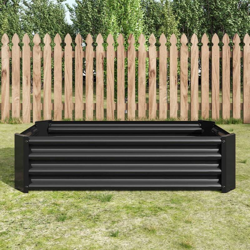 Large Galvanized Metal Raised Garden Bed Open Bottom Rust-Resistant