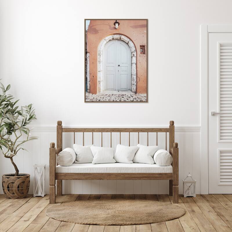 Santorini Dome Complement by Bella Eve Framed Canvas Wall Art Print - Sylvie Beaded Gold