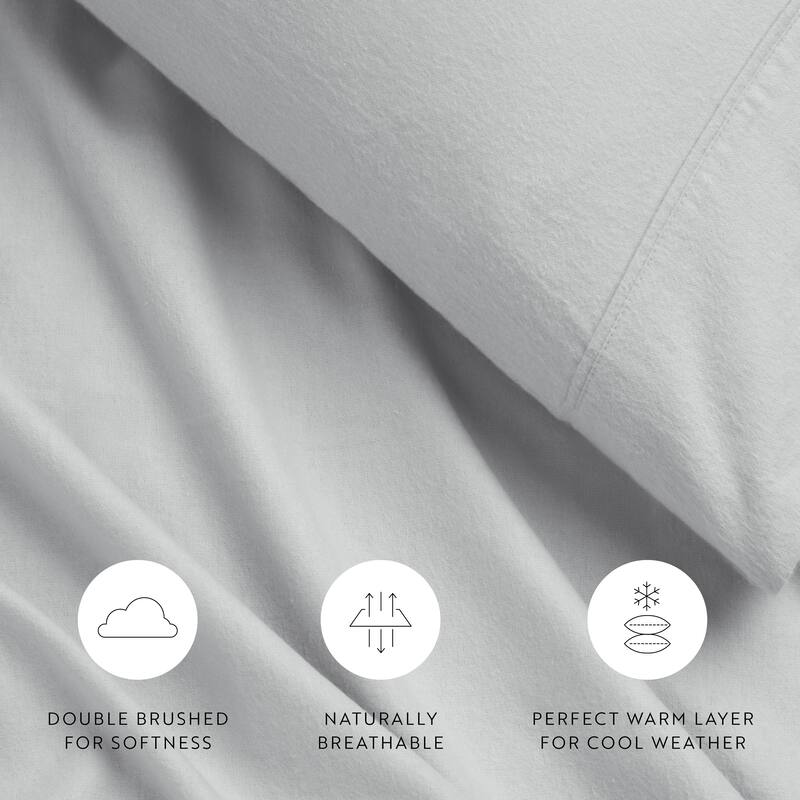 Becky Cameron 4 Piece Solid Cotton Brushed Flannel Deep Pocket Sheet Set