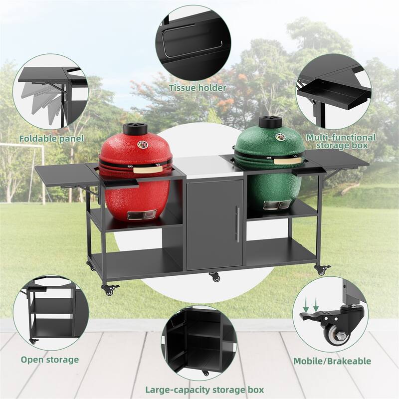 Big Green Egg Grill Cart for 2 Grills