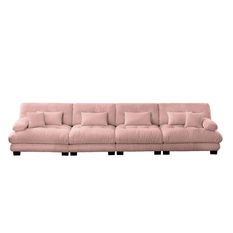 Roomfitters 4-Seater Modular Chenille Sofa, Deep Seat Cloud Couch with Round Bolster Armrests