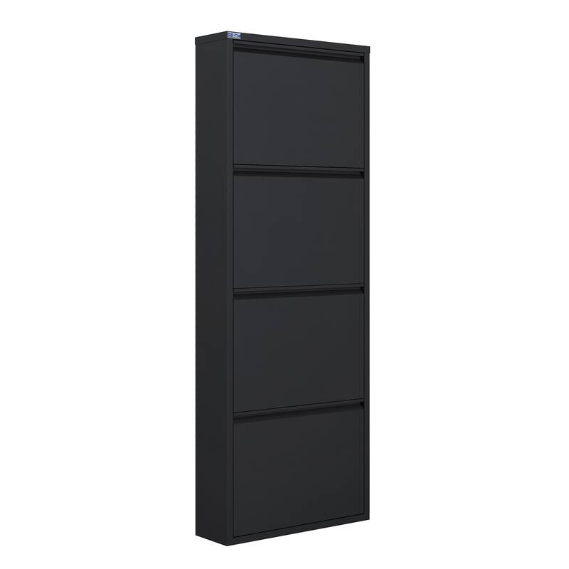 Antibacterial 4 Tier metal shoe cabinet without holes