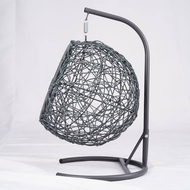 Cat Swing Bed w/Stand & Cushion, Rattan Wicker Egg Chair for Cats & Small Pets
