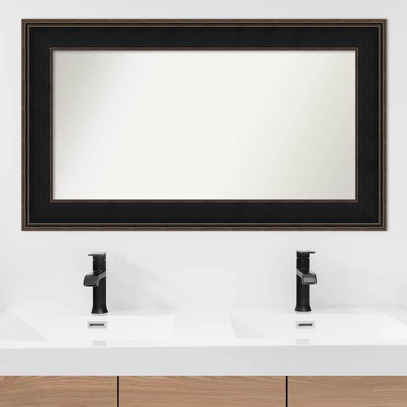 Mezzanine Espresso Framed Non-Beveled Custom Wall Mirror, Bathroom Vanity Mirror