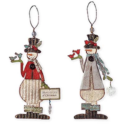 Christmas Standing Snowman Ornament, Set of 2