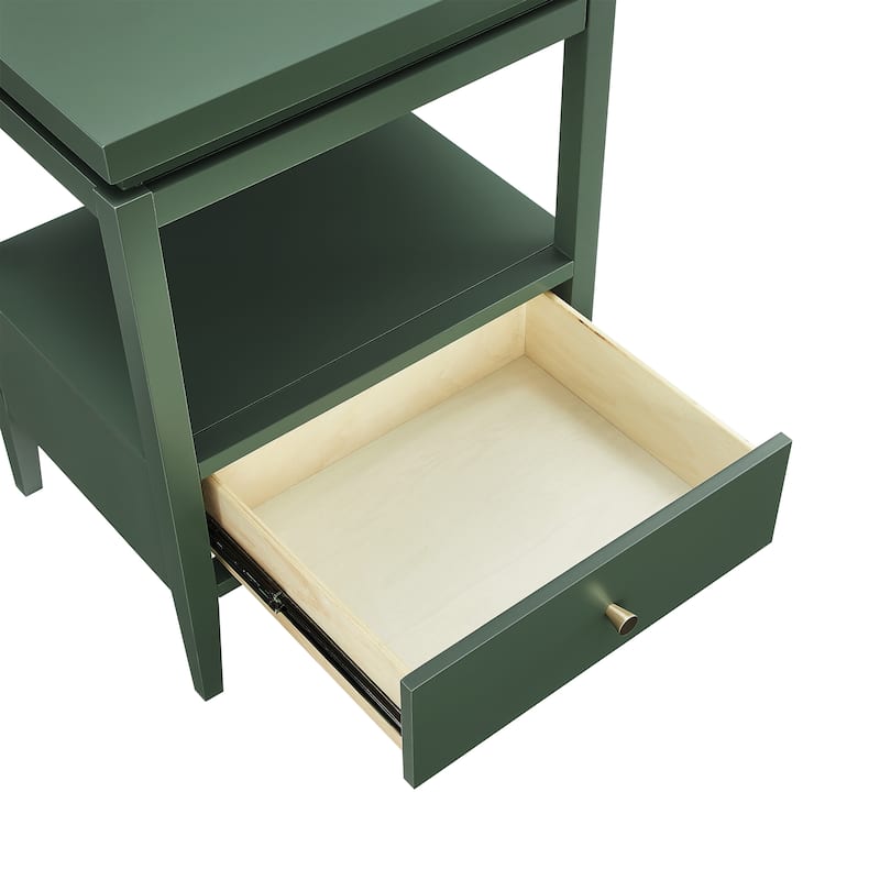Modern Nightstand with Drawer and Floating Shelf Tapered Legs Design