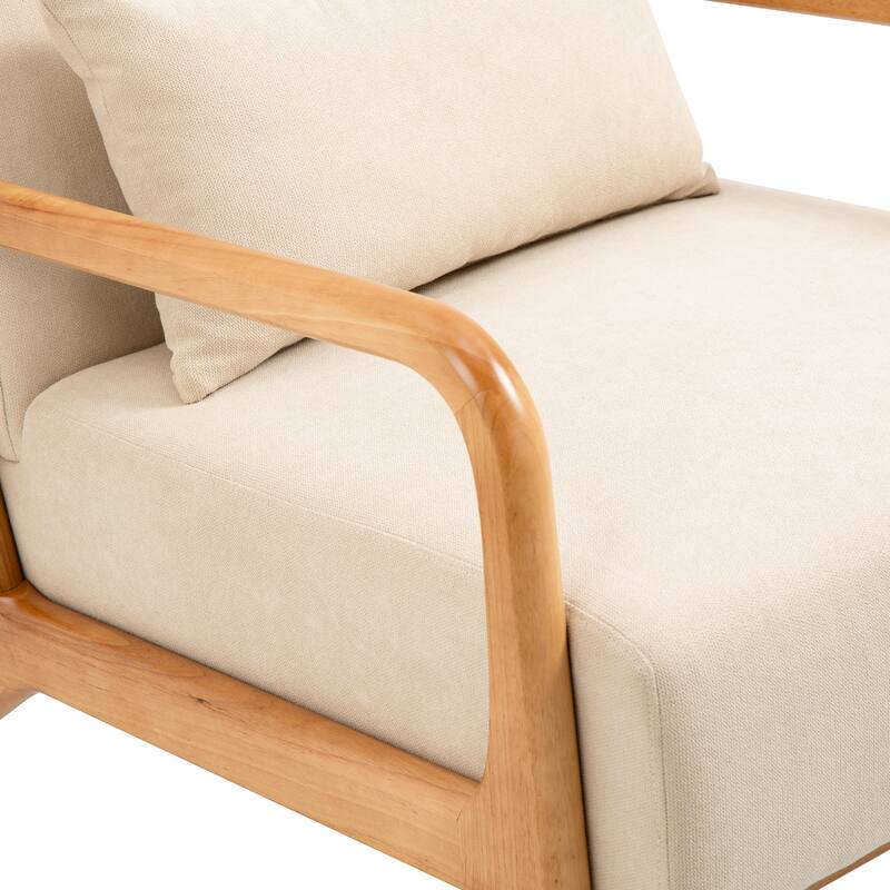 Mid-Century Modern Upholstered Accent Chair with Wood Frame