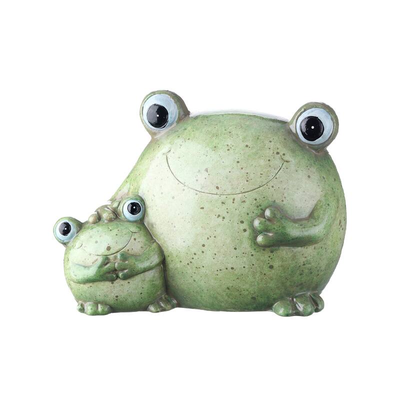 Terracotta Happy Frog With Friend 6.25"