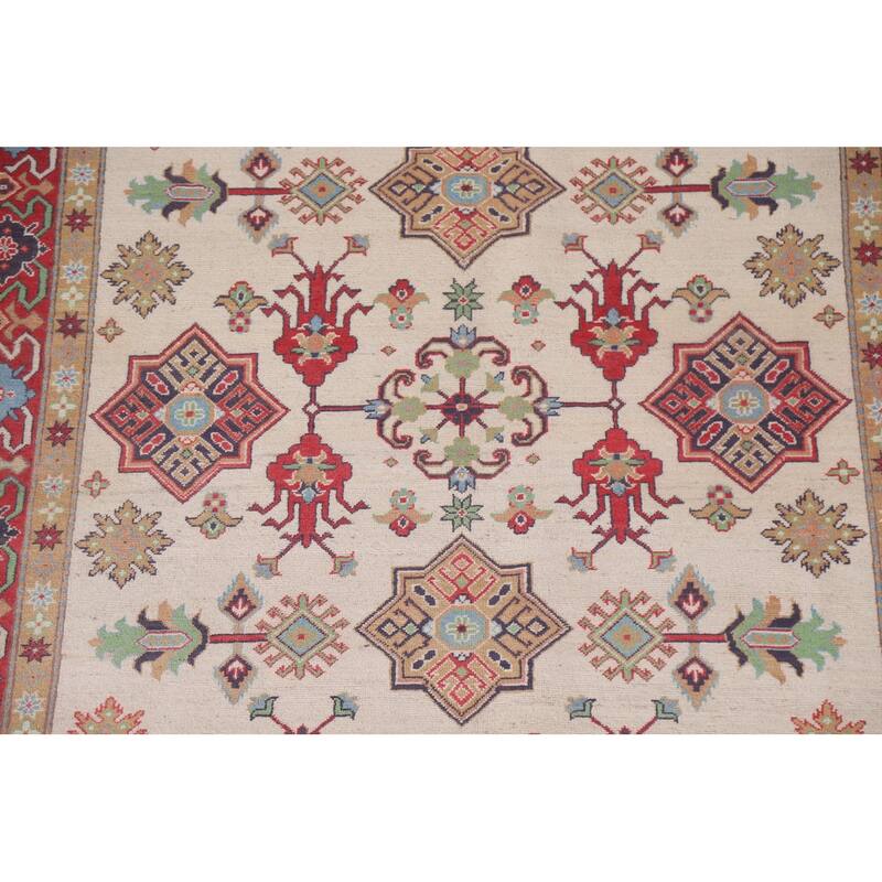 Hand Knotted Oriental 100% Wool Carpet Traditional All-Over Beige & Ivories Kazak Area Rug - 9' 9'' X 6' 5''