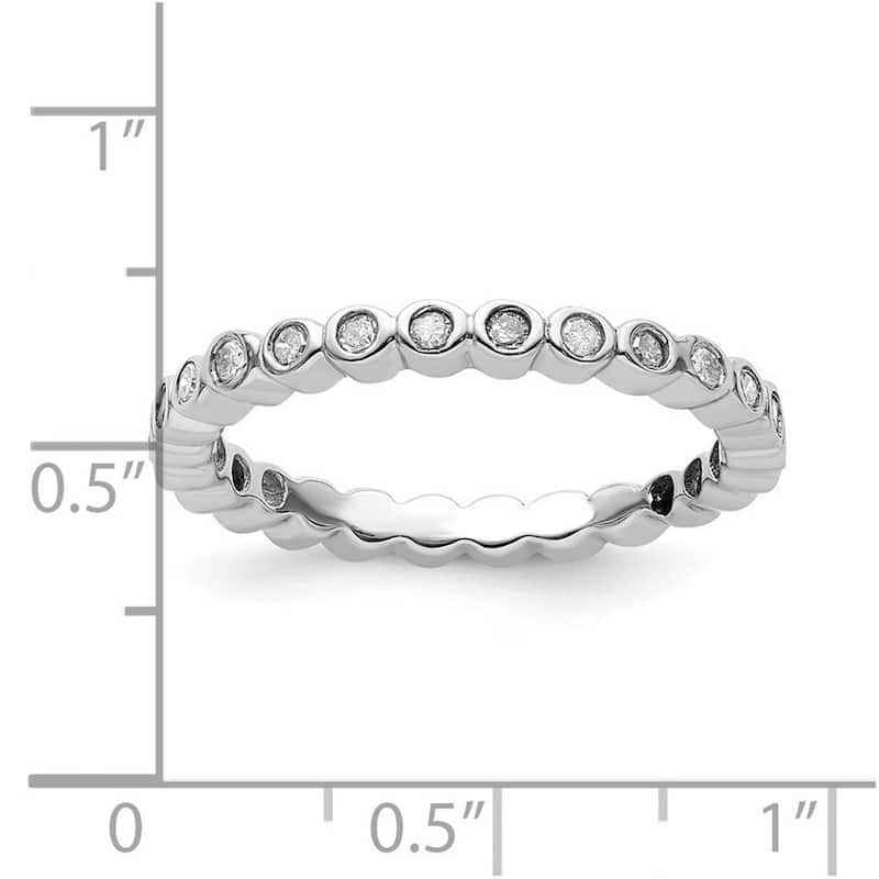 Curata 925 Sterling Silver Bezel Polished Patterned Stackable Expressions Diamond Ring