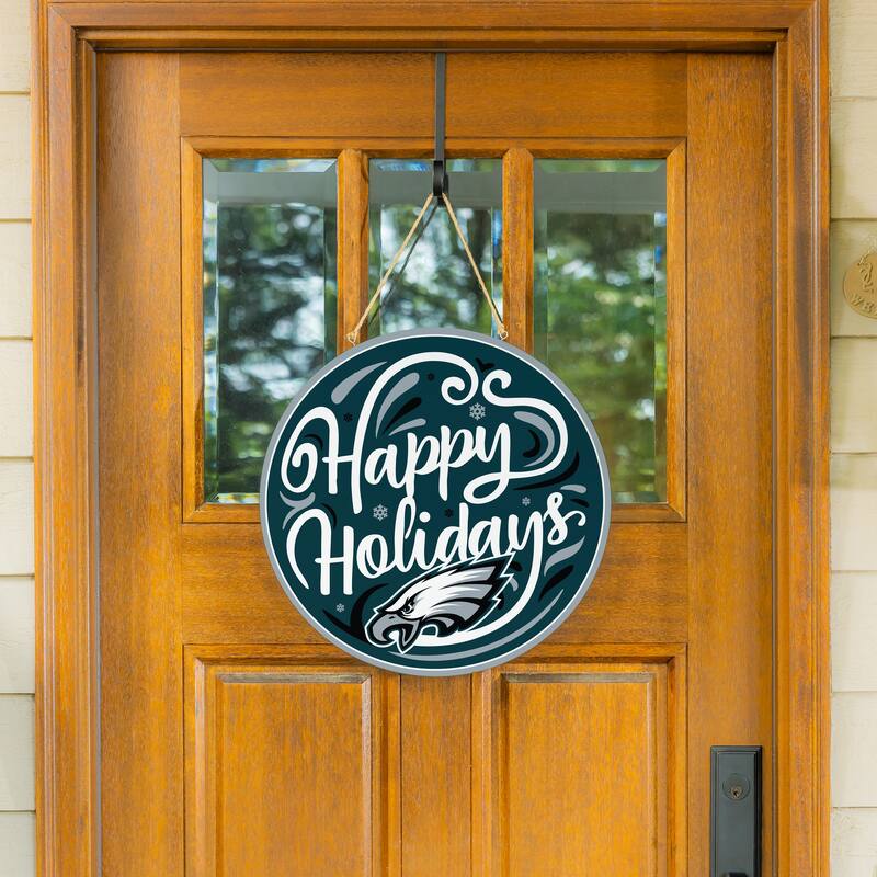 Philadelphia Eagles 18" x 18" Happy Holidays Door Décor Wall Sign - 18" x 18"