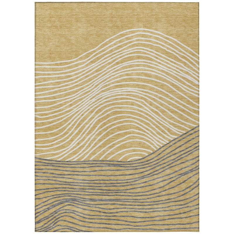 Machine Washable Indoor/ Outdoor Modern Arches Chantille Rug