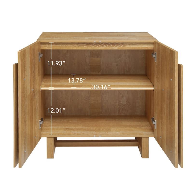Wood Sideboard Buffet, Storage Cabinet with Adjustable Shelf, Accent Cabinet with Handle-Free Fan-Shaped Doors