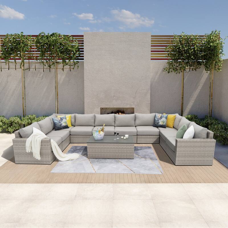 Avalon Bay 11-piece Deep Seating Sectional - Light Grey