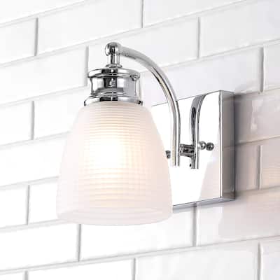 Fairfax Metal/Glass Contemporary Modern LED Vanity Light, by JONATHAN Y
