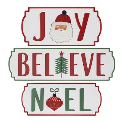 Metal Holiday Sentiment Plaque (Set of 3)