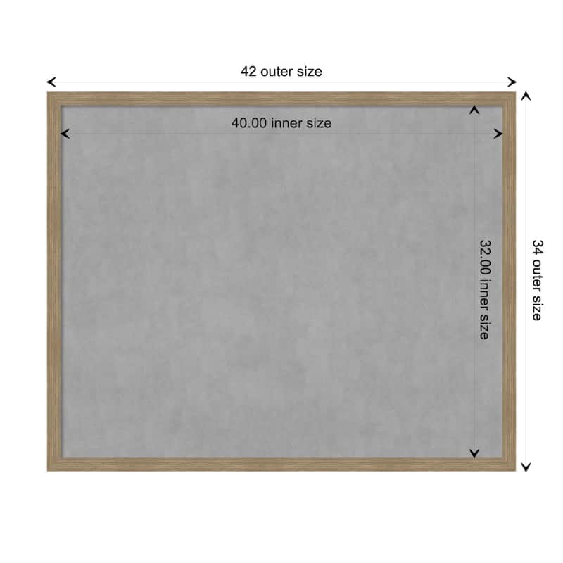 Amanti Art Woodgrain Stripe Mocha Framed Magnetic Board - Board Size 40x32