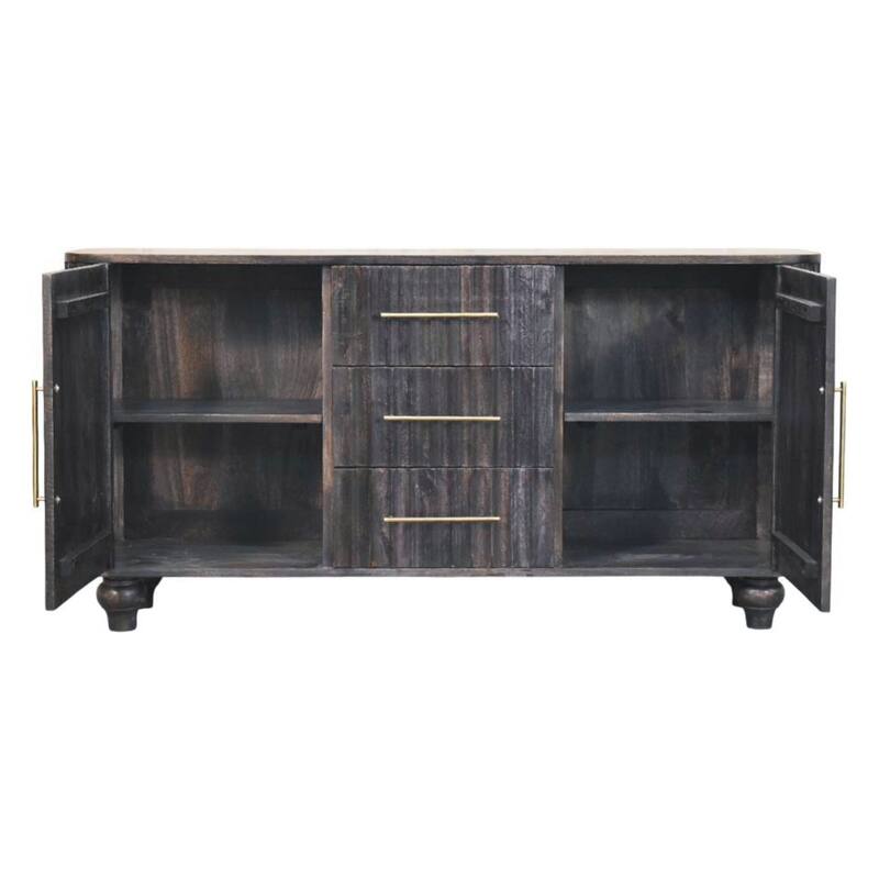 Artisan Furniture Solid Wood Savoy Sideboard, Black Ash, 2-Doors ,3-Drawers